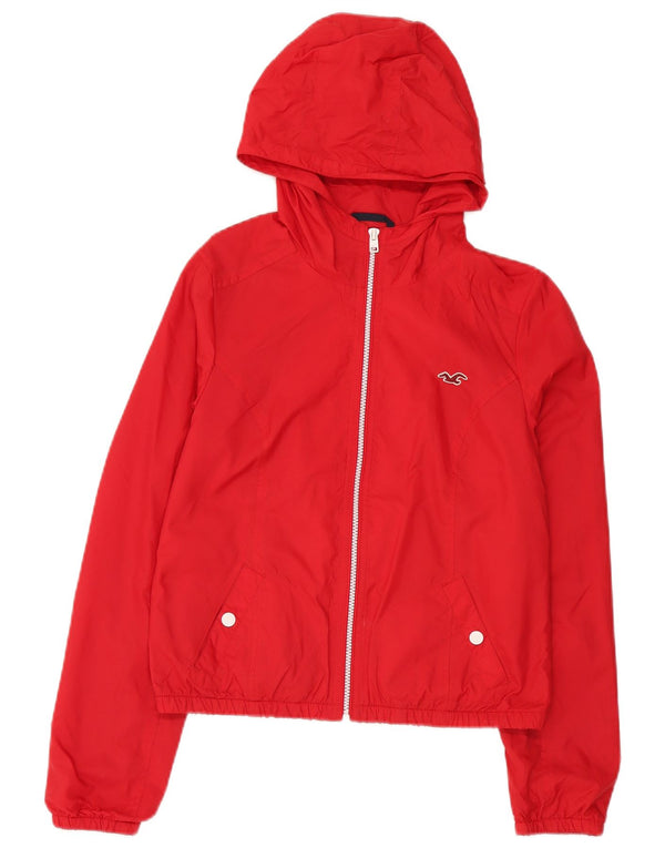 Hollister Womens Hooded Rain Jacket UK 12 Medium Red Nylon