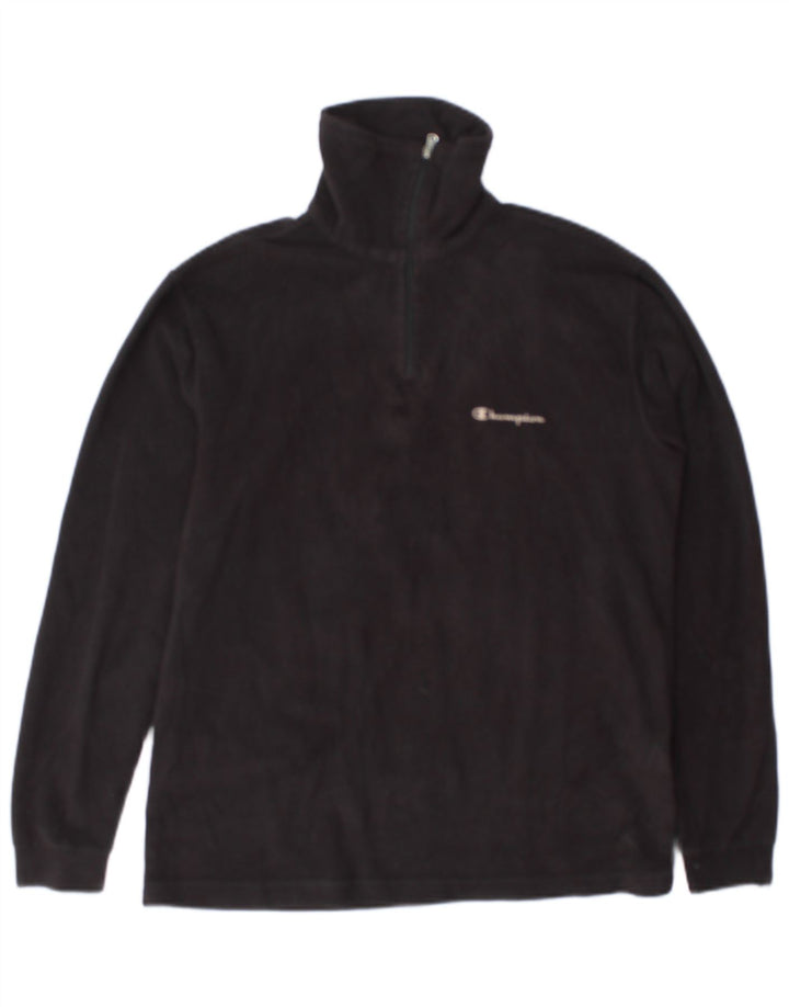 Champion Ανδρικό φερμουάρ Fleece Jumper Μικρός Μαύρος Πολυεστέρας