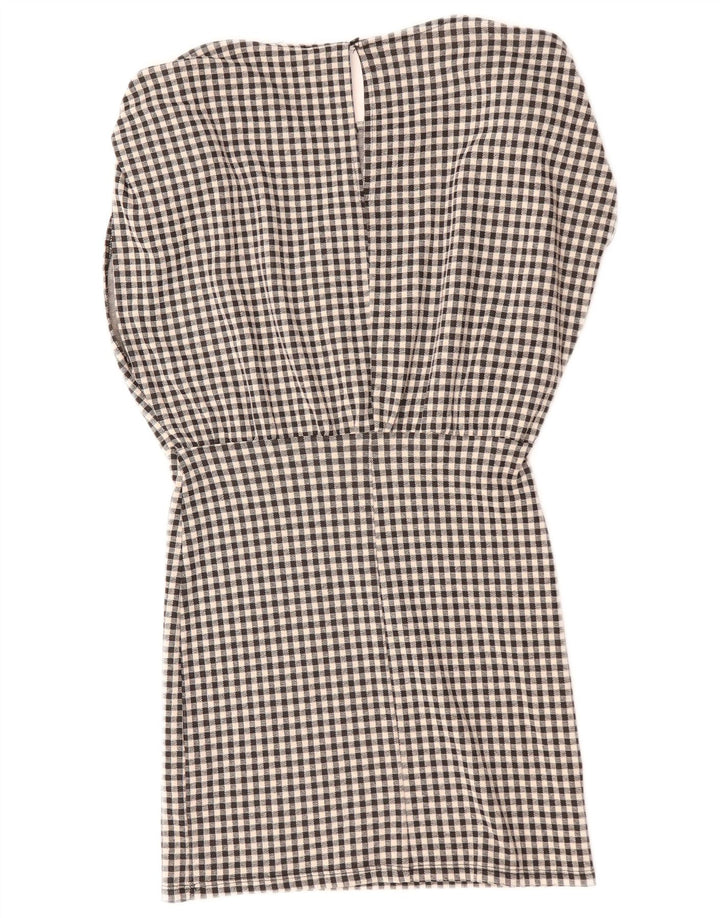Zara Γυναικείο Αμάνικο Φόρεμα Shift UK 14 Medium Black Gingham Cotton