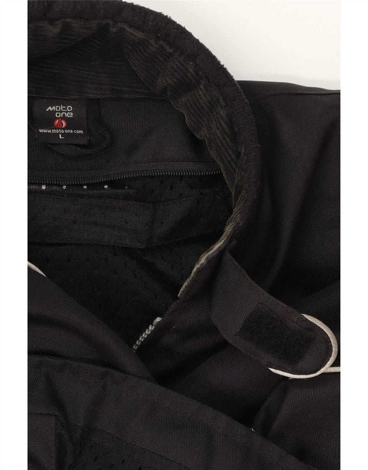 Moto One Mens Graphic Racer Jacket UK 40 Large Black