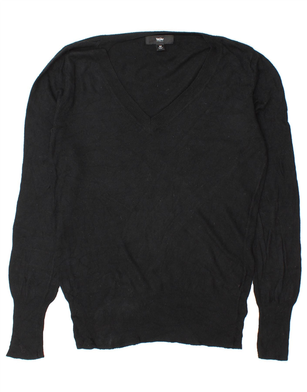 MOSSIMO Womens V-Neck Jumper Sweater UK 14 Medium Black Nylon Vintage Mossimo and Second-Hand Mossimo from Messina Hembry 