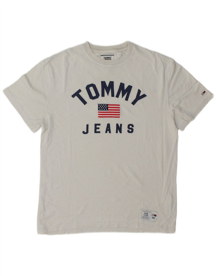 Ανδρικό γραφικό T-Shirt Tommy Hilfiger Top Μεσαίο λευκό βαμβακερό
