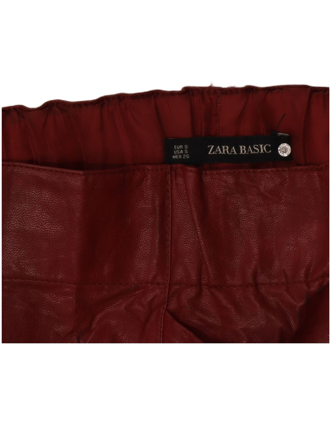 Zara Γυναικεία Δερμάτινη Φούστα Μικρή W26 Βουργουνδία