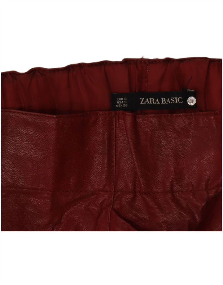 Zara Γυναικεία Δερμάτινη Φούστα Μικρή W26 Βουργουνδία