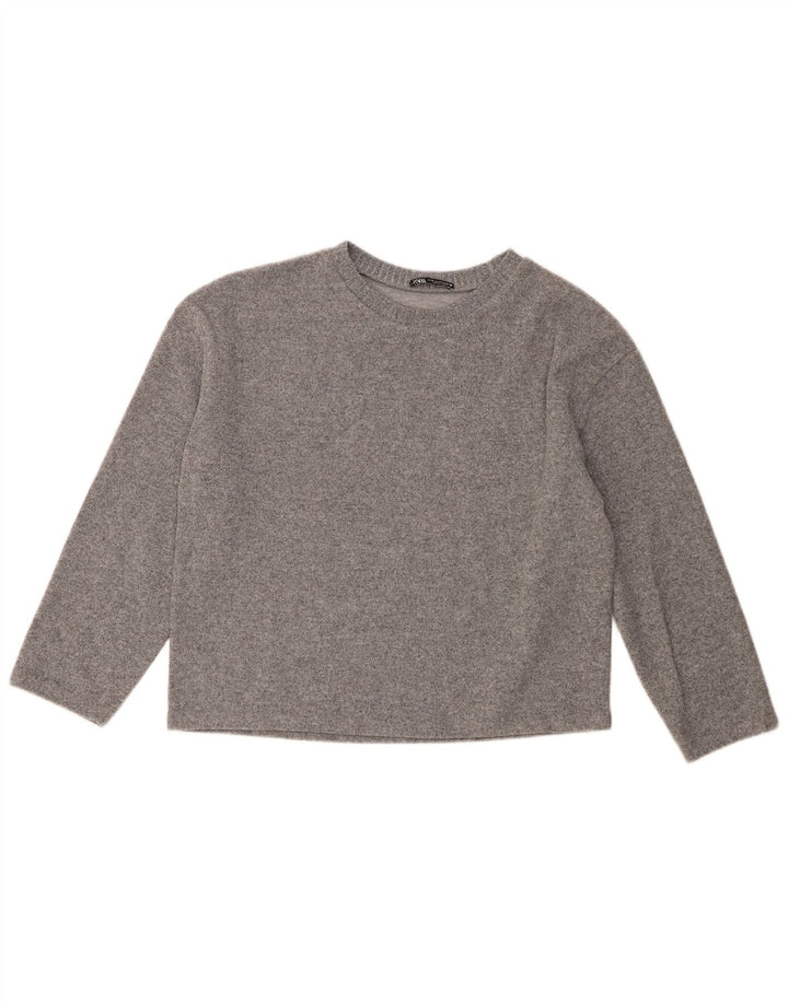 Zara Γυναικείο πουλόβερ με λαιμόκοψη UK 14 Medium Grey Polyester