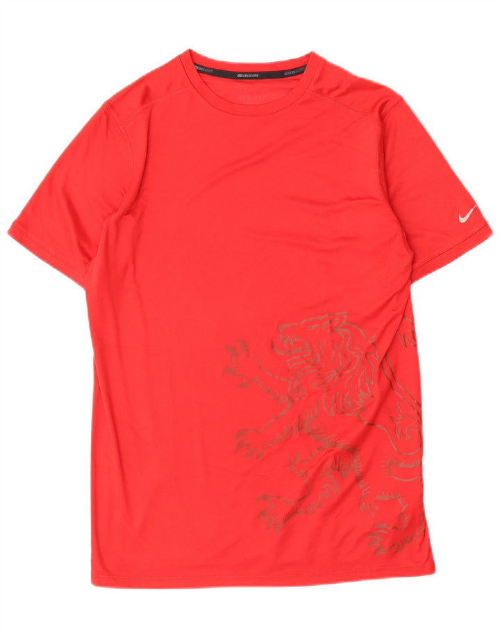 Ανδρικό γραφικό μπλουζάκι Nike Dri Fit, μεσαίο κόκκινο πολυεστέρας