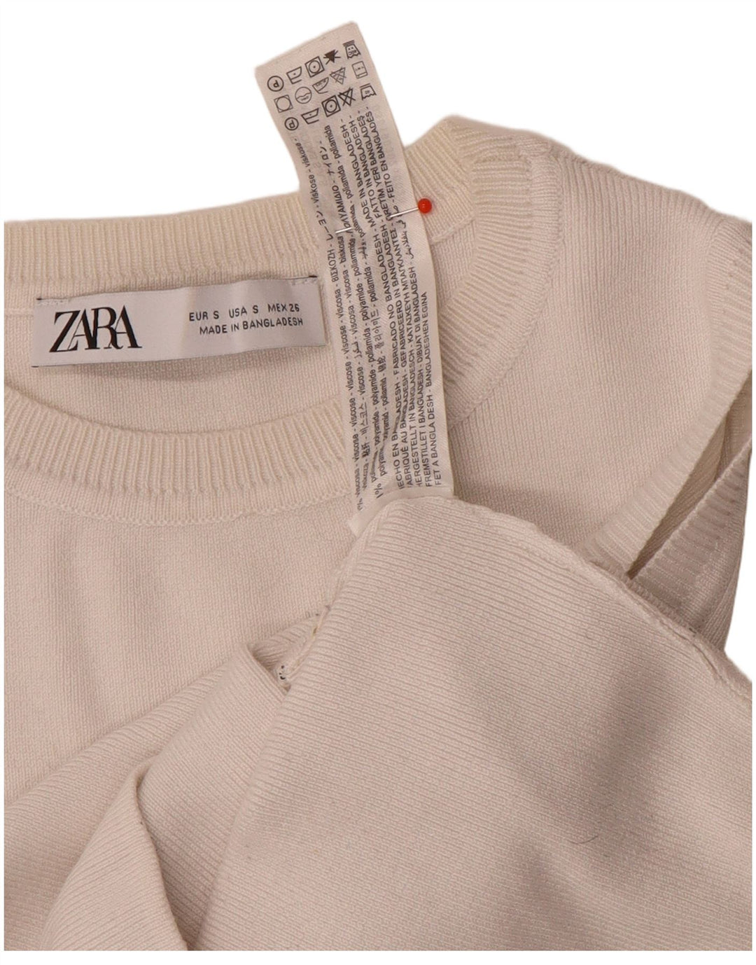 Zara Γυναικείο γιλέκο Crop UK 8 Small White Viscose