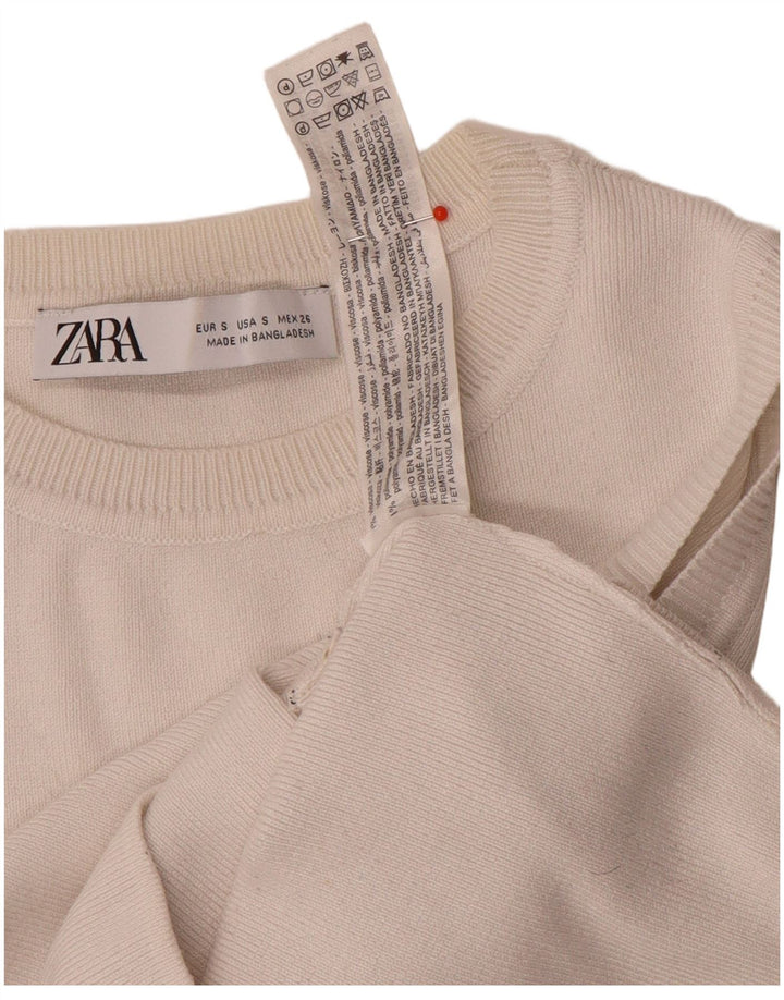 Zara Γυναικείο γιλέκο Crop UK 8 Small White Viscose