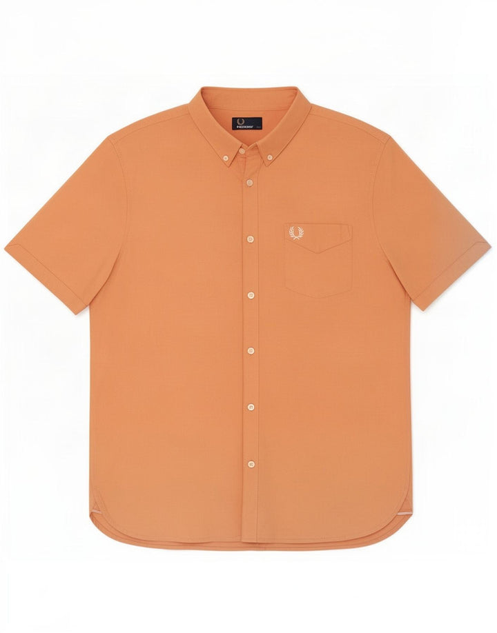 Fred Perry Ανδρικό κοντομάνικο πουκάμισο μεγάλο πορτοκαλί βαμβακερό