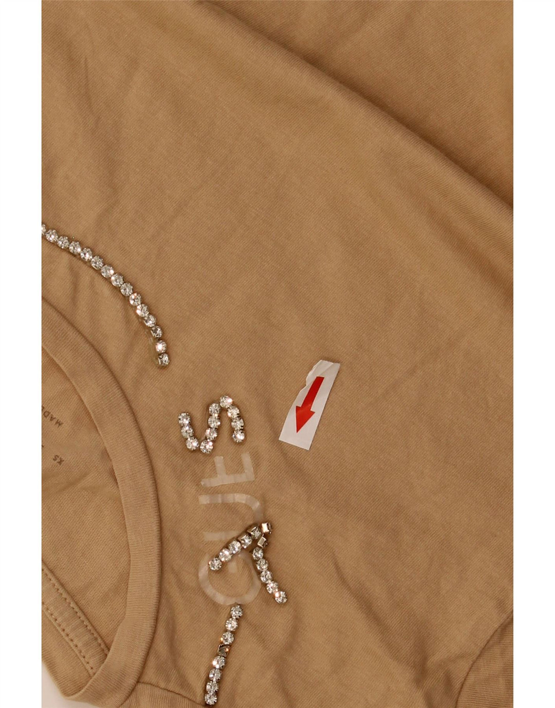 Guess Γυναικείο T-Shirt Top UK 12 μεσαίο μπεζ βαμβακερό