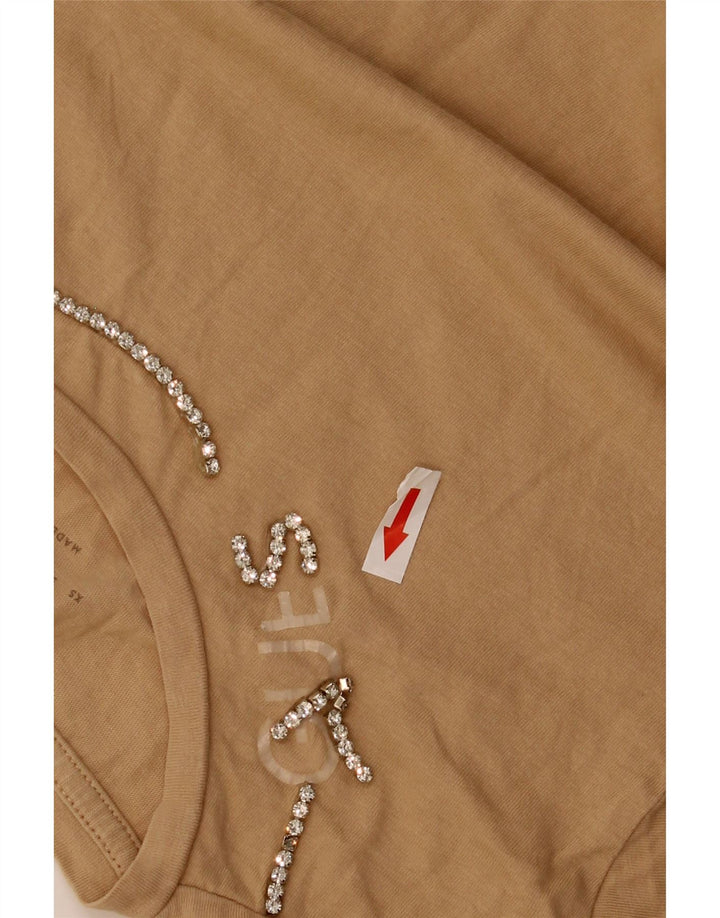 Guess Γυναικείο T-Shirt Top UK 12 μεσαίο μπεζ βαμβακερό
