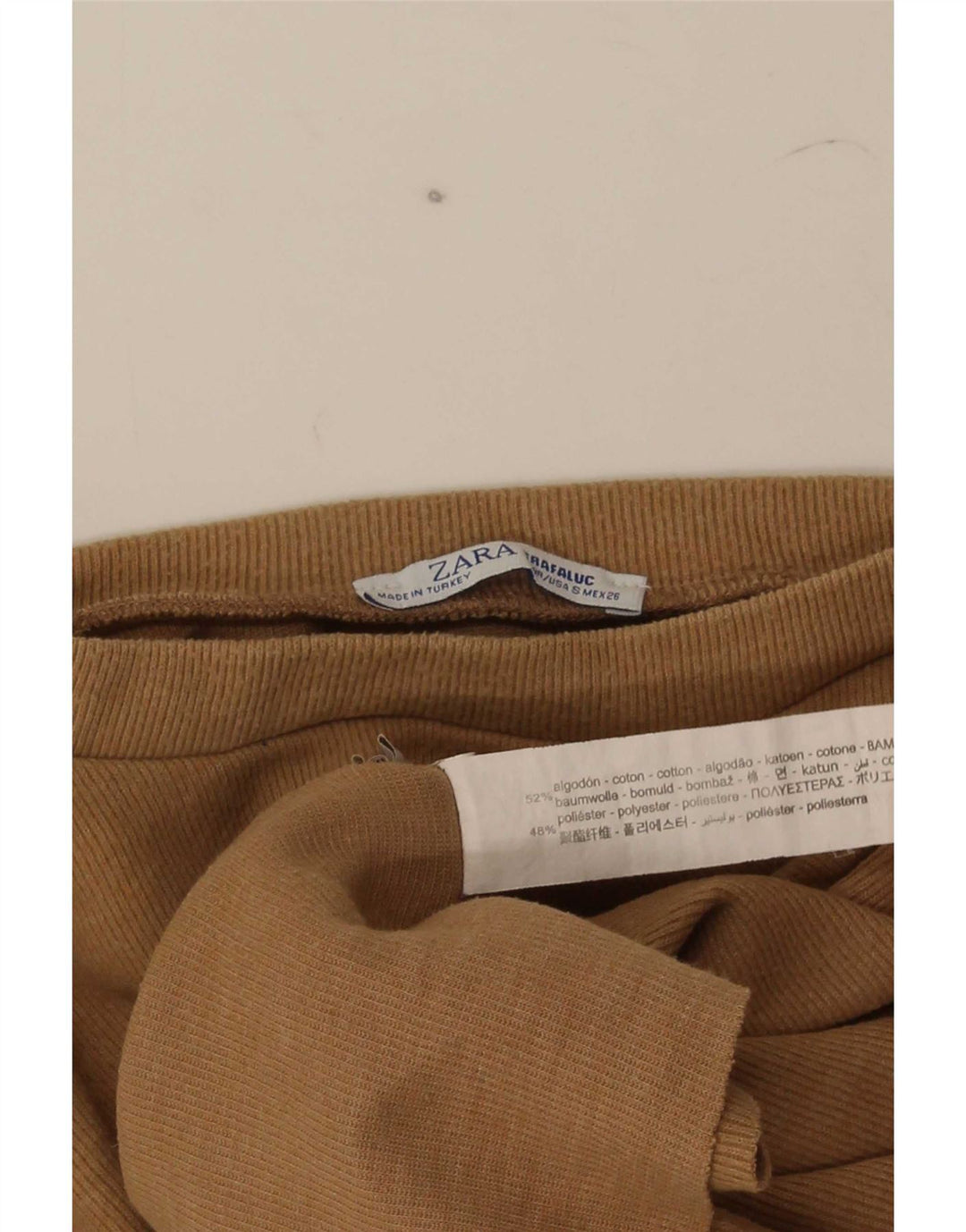 Zara Womens Trafaluc Oversized Crop Top Μικρό καφέ βαμβακερό