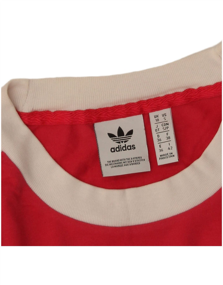 Γυναικείο τοπ Adidas μακρυμάνικο UK 10 Small Red Colourblock