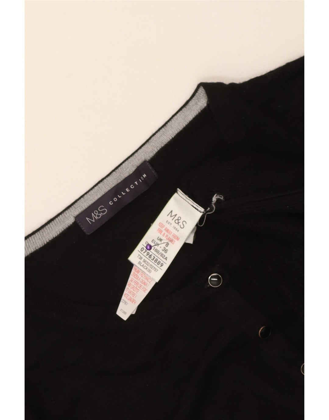 Zara Γυναικεία Ζακέτα UK 8 Small Black Viscose