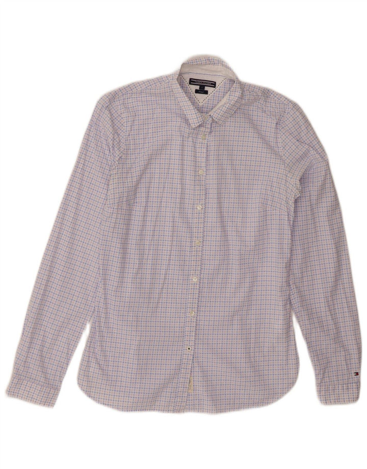 TOMMY HILFIGER Γυναικείο πουκάμισο US 4 Small Blue Houndstooth βαμβακερό