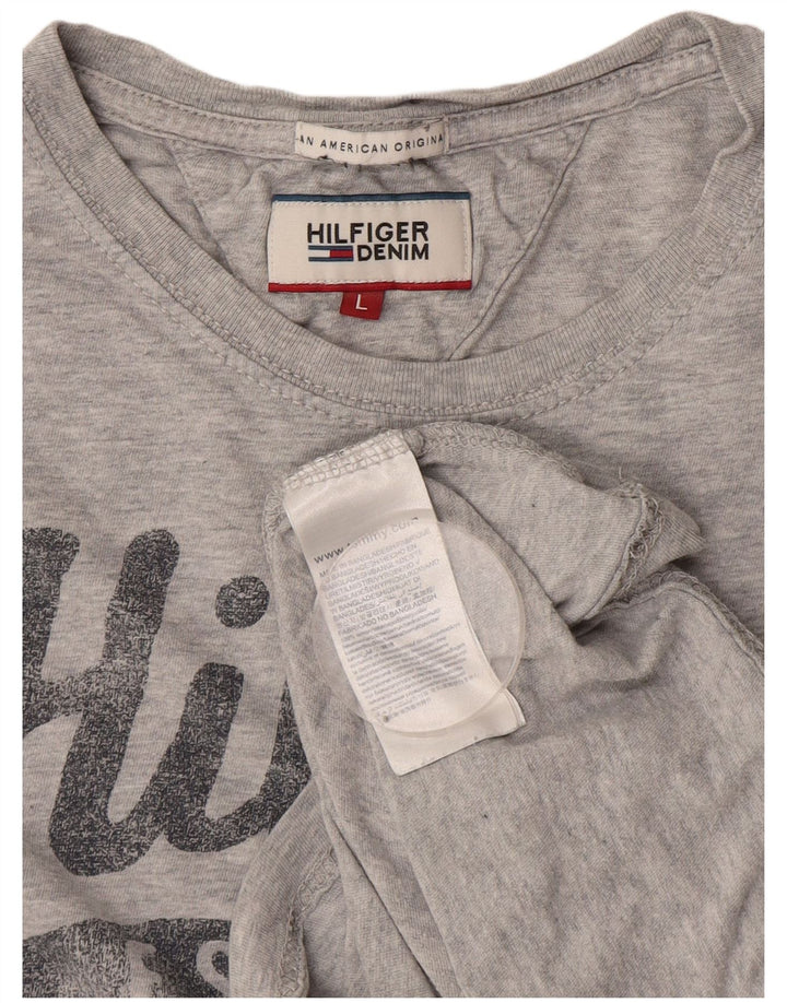 Ανδρικό γραφικό μπλουζάκι Tommy Hilfiger Top μεγάλο γκρι βαμβακερό