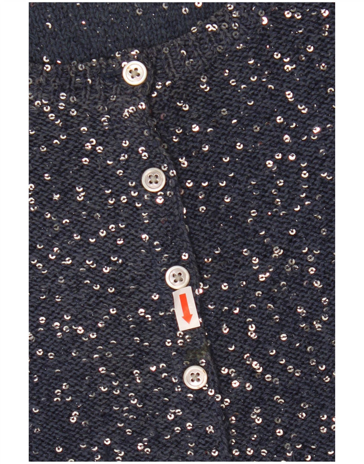 JIGSAW Γυναικείο Crop Cardigan πουλόβερ UK 12 Medium Navy Blue Polyester