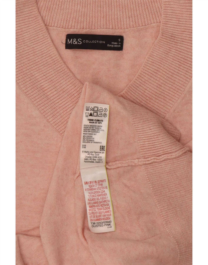 Marks & Spencer Γυναικείο πουλόβερ με λαιμόκοψη μεγάλου μεγέθους UK 10 Small Pink
