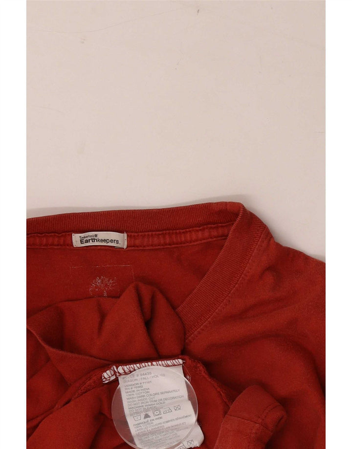 Timberland Mens Earthkeepers Graphic Top Μακρύ μανίκι Μεσαίο κόκκινο βαμβακερό