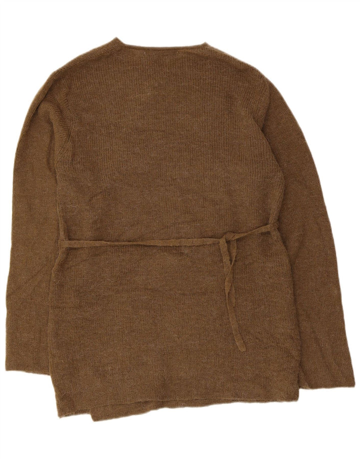 Zara Γυναικείο πουλόβερ ζακέτας UK 10 Small Khaki Polyamide