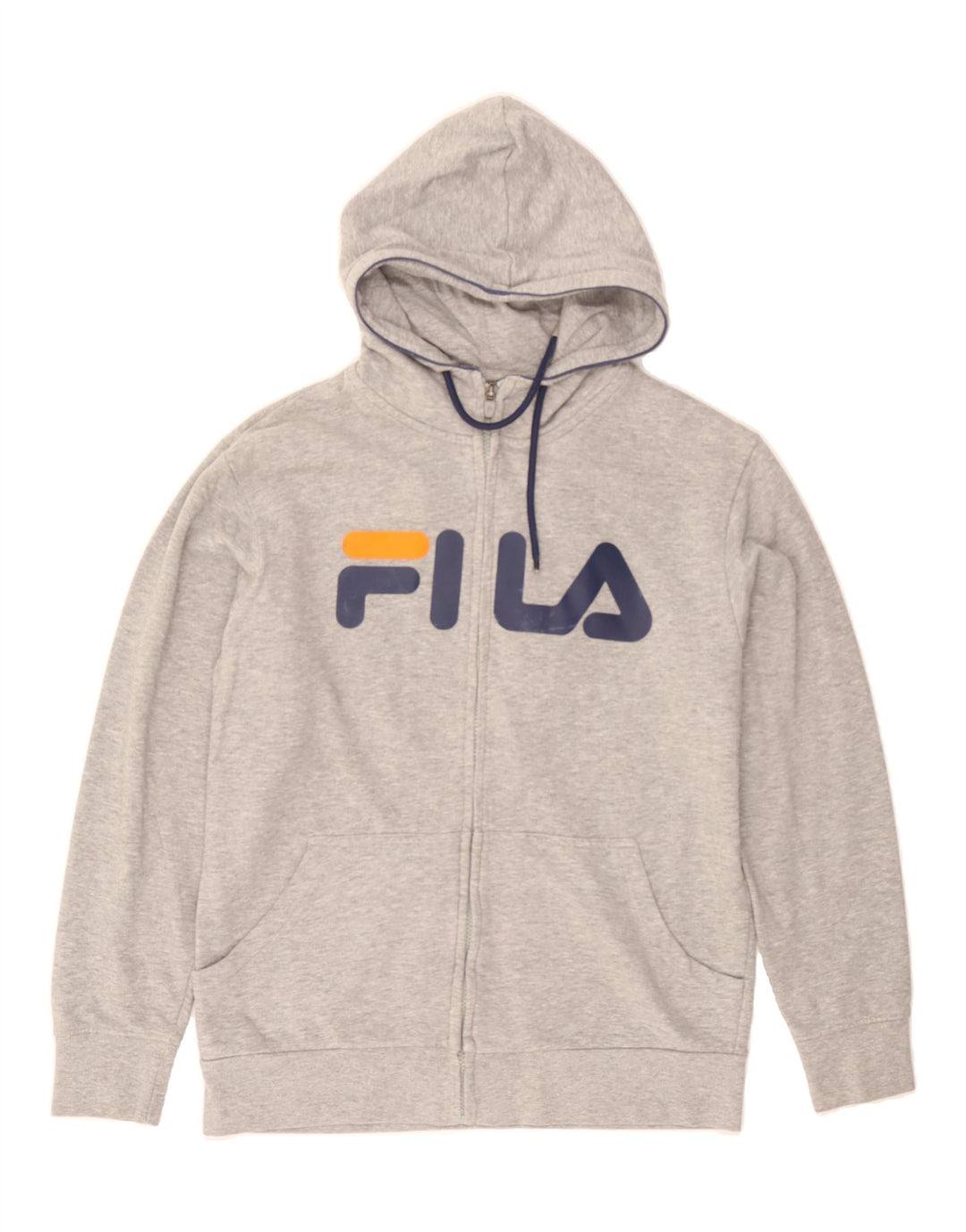 FILA Mens Graphic Zip Hoodie Sweater Medium Grey Cotton Vintage Fila and Second-Hand Fila from Messina Hembry 