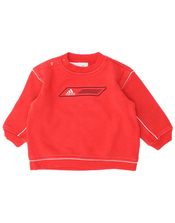Φούτερ Adidas Baby Boys με γραφικό λαιμό με κουμπιά Jumper 9-12 μηνών Κόκκινο