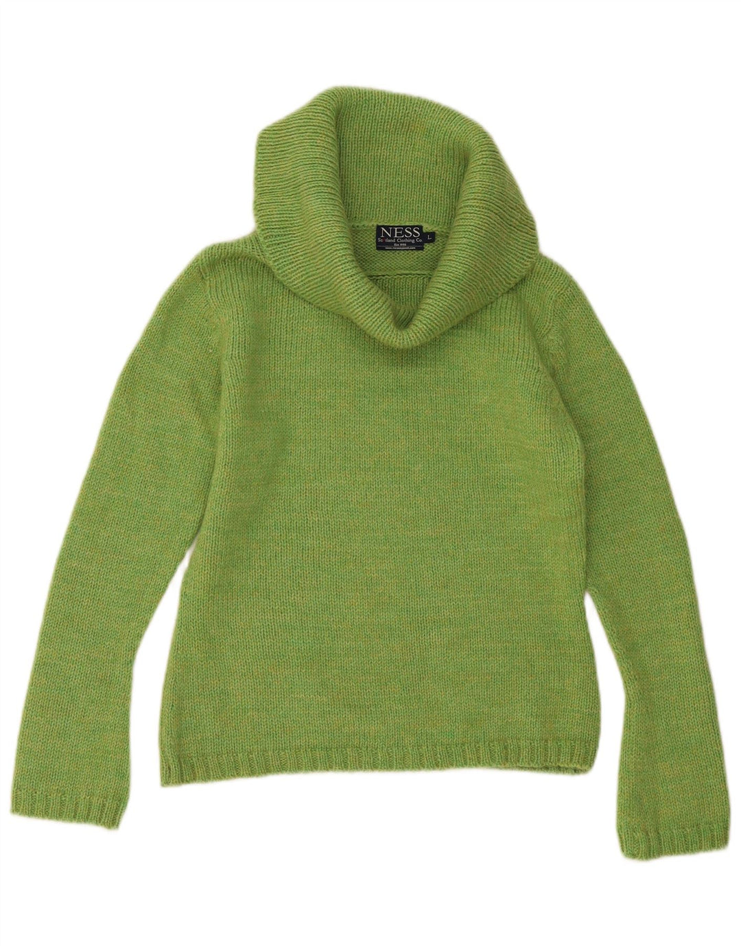 Ness Γυναικείο πουλόβερ με ρολό λαιμόκοψη UK 14 Large Green Wool