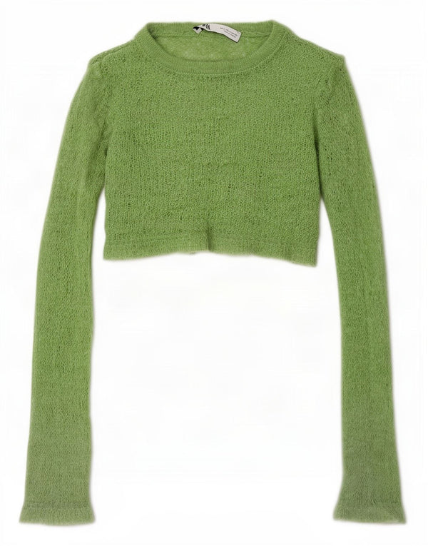 Zara Γυναικείο μακρυμάνικο πλεκτό τοπ UK 8 Small Green