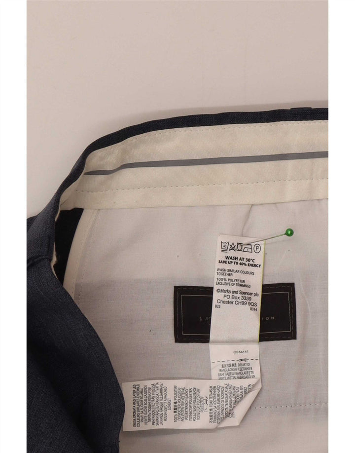 Ανδρικό παντελόνι με κανονική εφαρμογή Marks & Spencer W32 L33 Navy Blue Polyester
