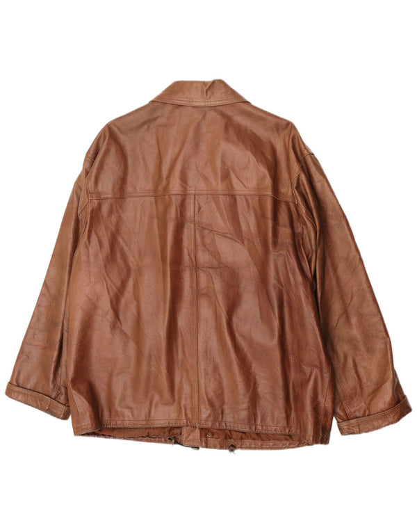 Mays Mens Leather Jacket IT 50 Large Brown Δερμάτινο