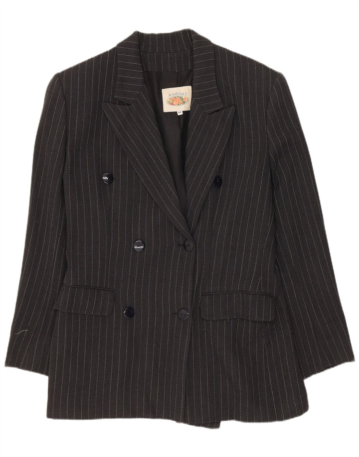 Andrea's Womens Double Breasted Blazer Jacket IT 44 Medium Black Pinstripe