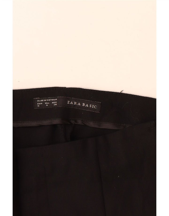 Zara Γυναικείο ίσιο παντελόνι Casual Medium W28 L29 Μαύρο βαμβακερό