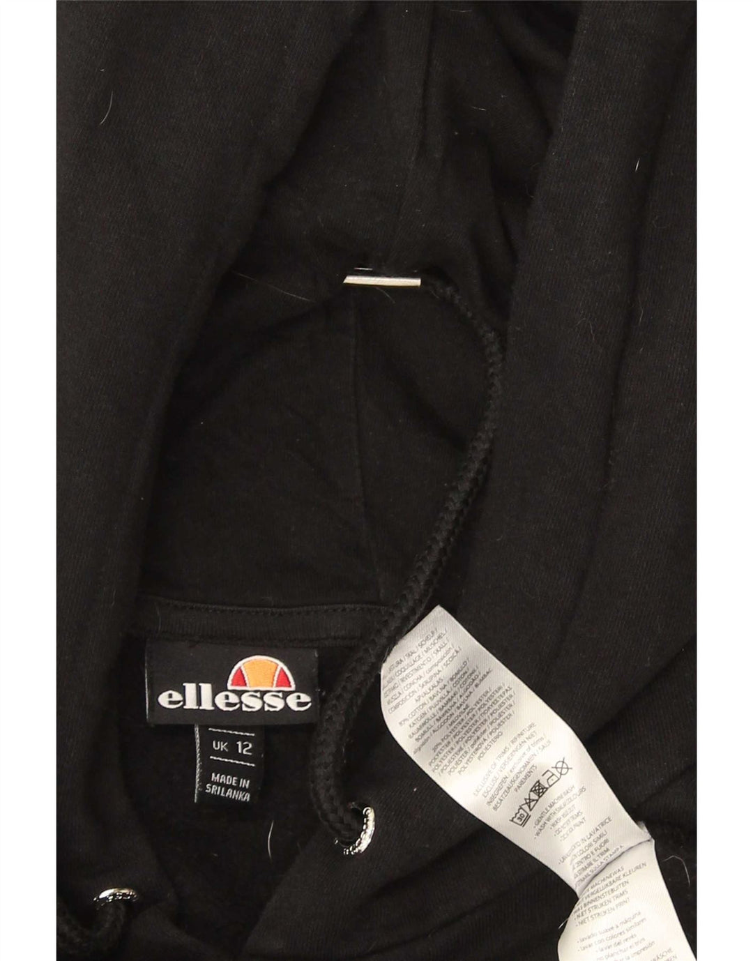 Ellesse Γυναικείο Hoodie Jumper UK 12 μεσαίο μαύρο βαμβακερό
