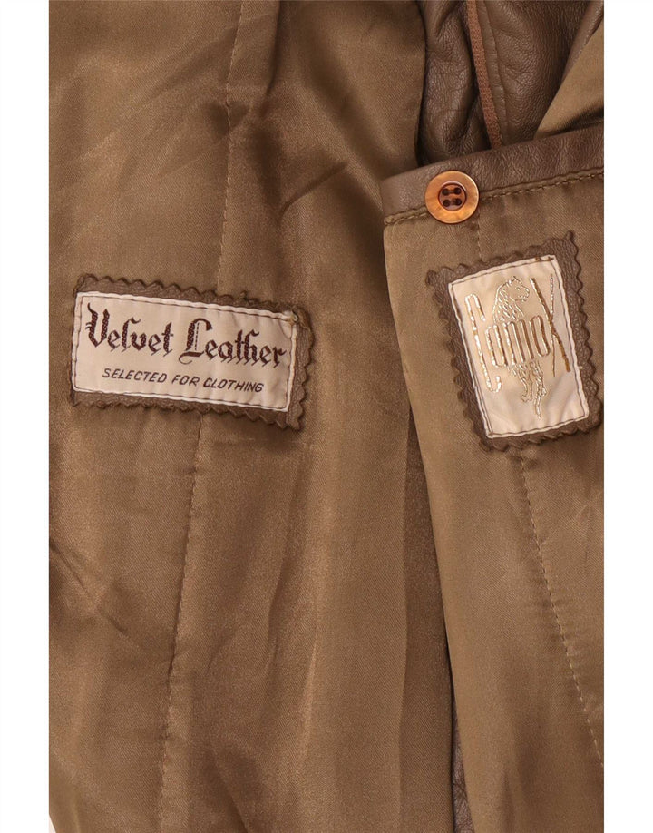 Camox Mens Bomber Leather Jacket UK 38 Medium Brown