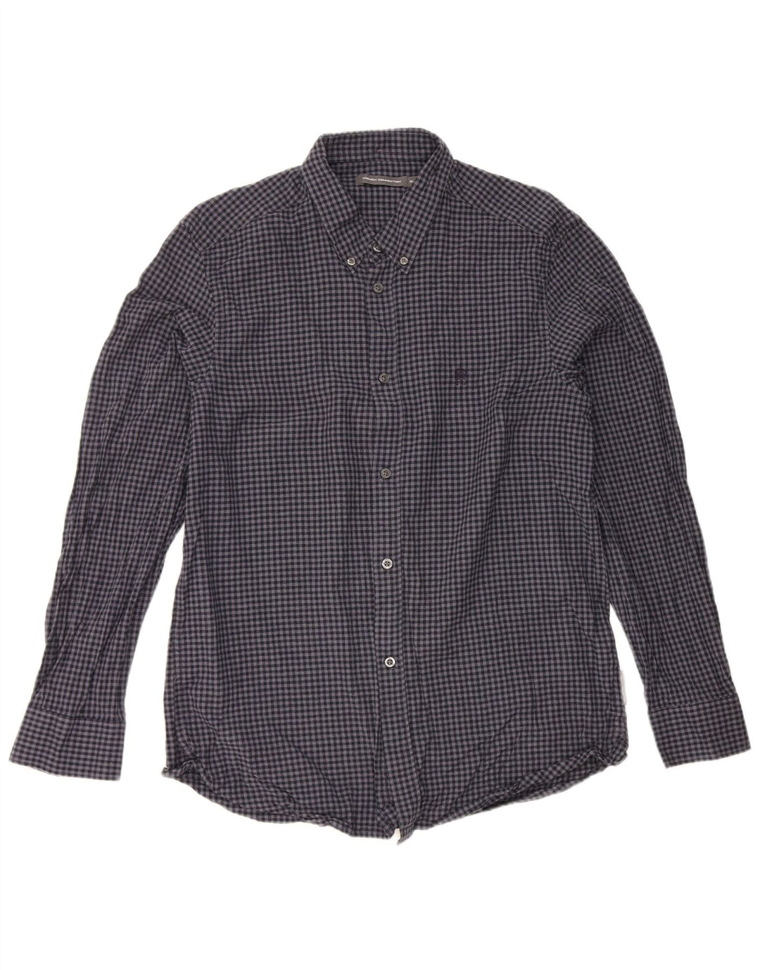 Ανδρικό πουκάμισο French Connection XL Navy Blue Gingham Cotton