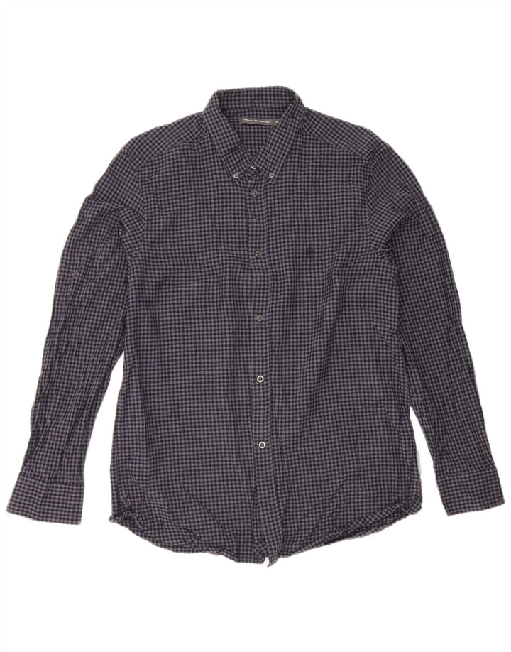 Ανδρικό πουκάμισο French Connection XL Navy Blue Gingham Cotton