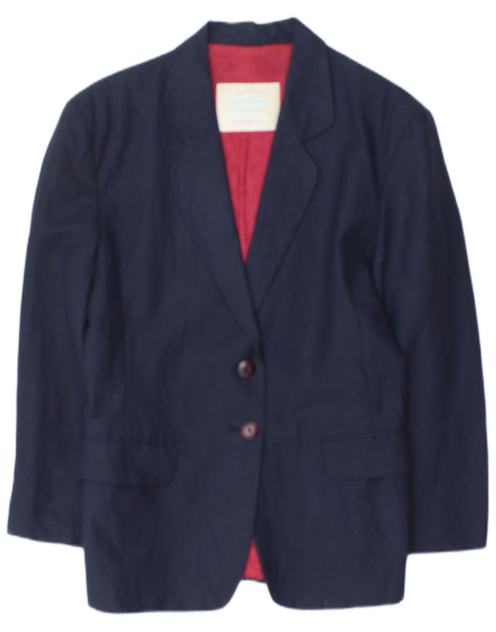 Benetton Γυναικείο Μπουφάν Blazer με 2 Κουμπιά IT 42 Medium Navy Blue Λινά