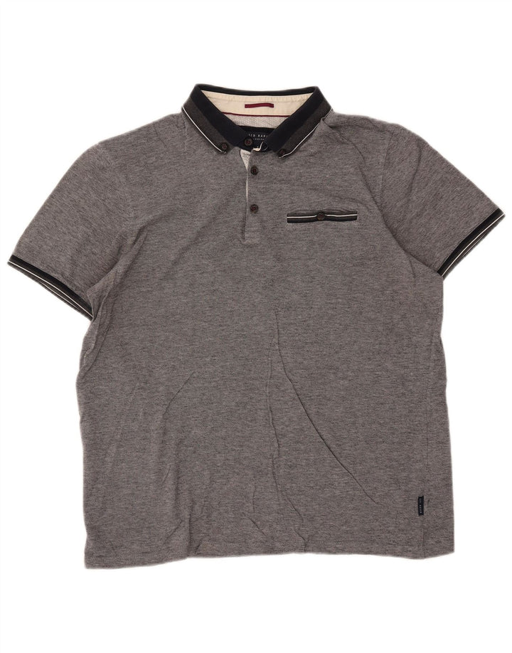 TED BAKER Ανδρικό μπλουζάκι πόλο μεγέθους 5 XL, βαμβακερό γκρι
