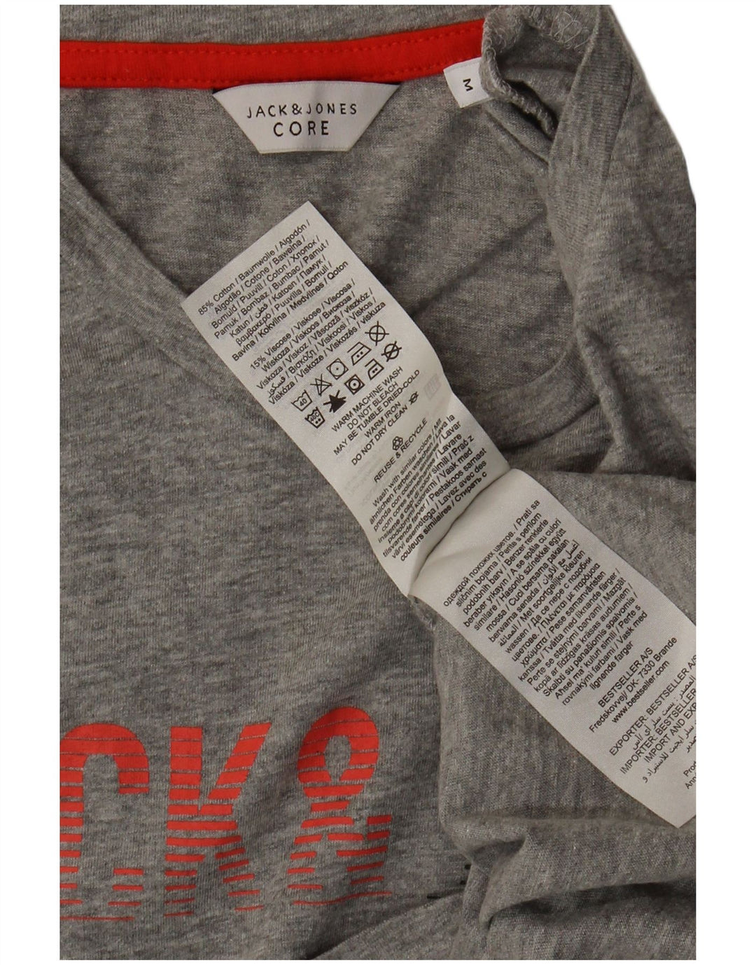 Jack & Jones Ανδρικό γραφικό μπλουζάκι με κορδόνι, μεσαίο βαμβακερό γκρι