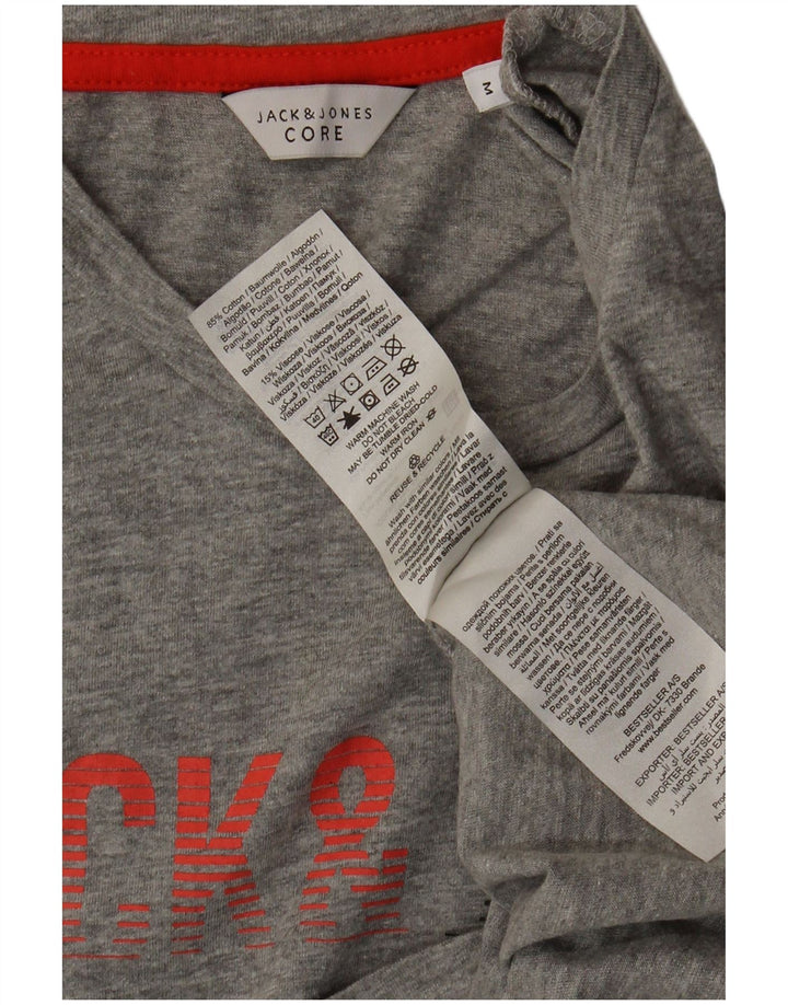 Jack & Jones Ανδρικό γραφικό μπλουζάκι με κορδόνι, μεσαίο βαμβακερό γκρι