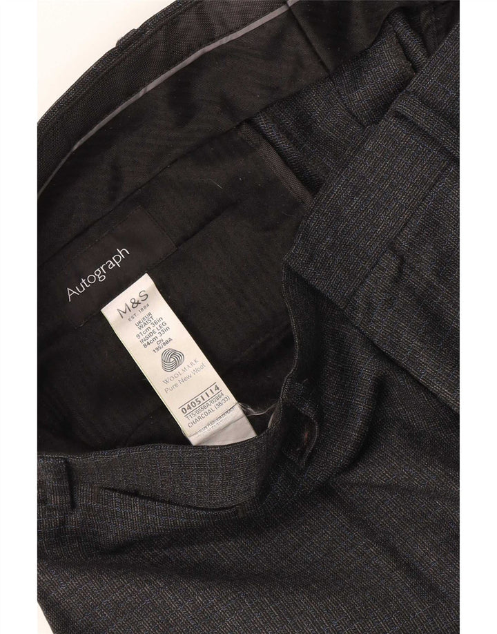 Marks & Spencer Ανδρικό αυτόγραφο ίσιο παντελόνι W36 L33 Γκρι μαλλί
