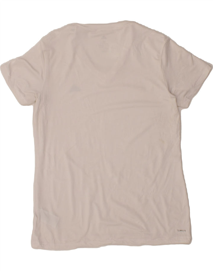ADIDAS Womens Climalite T-Shirt Top UK 12/14 Medium White Polyester Vintage Adidas and Second-Hand Adidas from Messina Hembry 