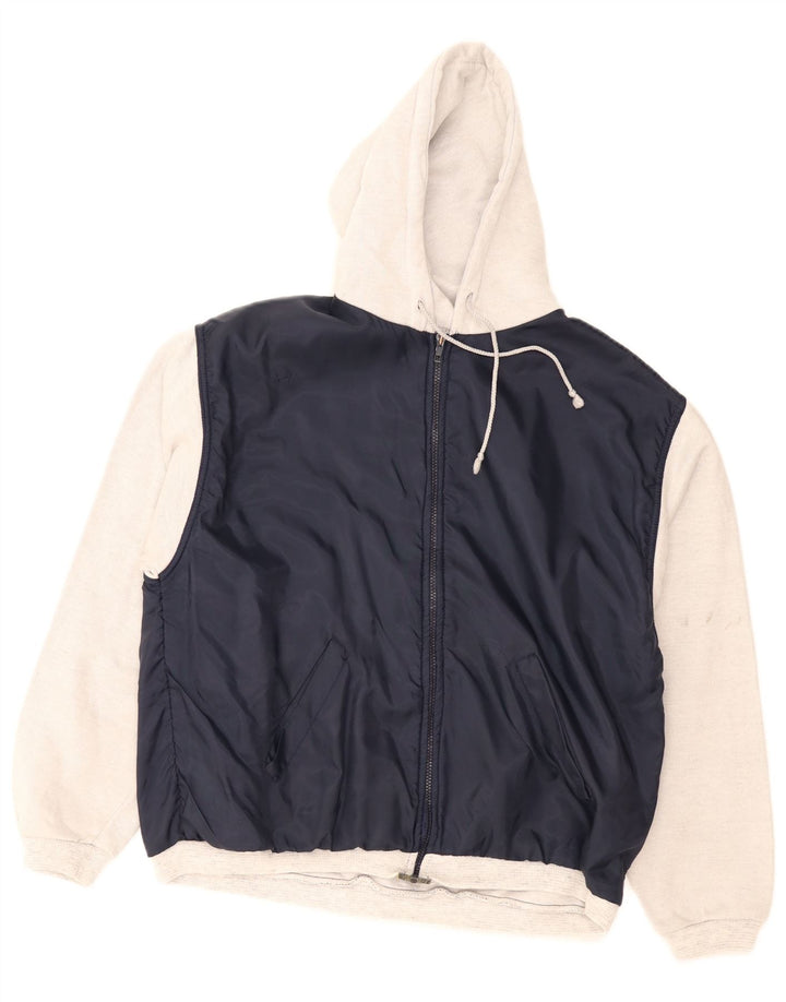 Vintage ανδρική αθλητική φόρμα με κουκούλα Top Jacket Medium Navy Blue Colourblock