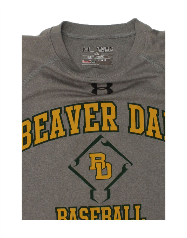 UNDER ARMOUR Boys Beaver Dam Baseball T-Shirt Top 9-10 Years Medium Grey Vintage Under Armour and Second-Hand Under Armour from Messina Hembry 