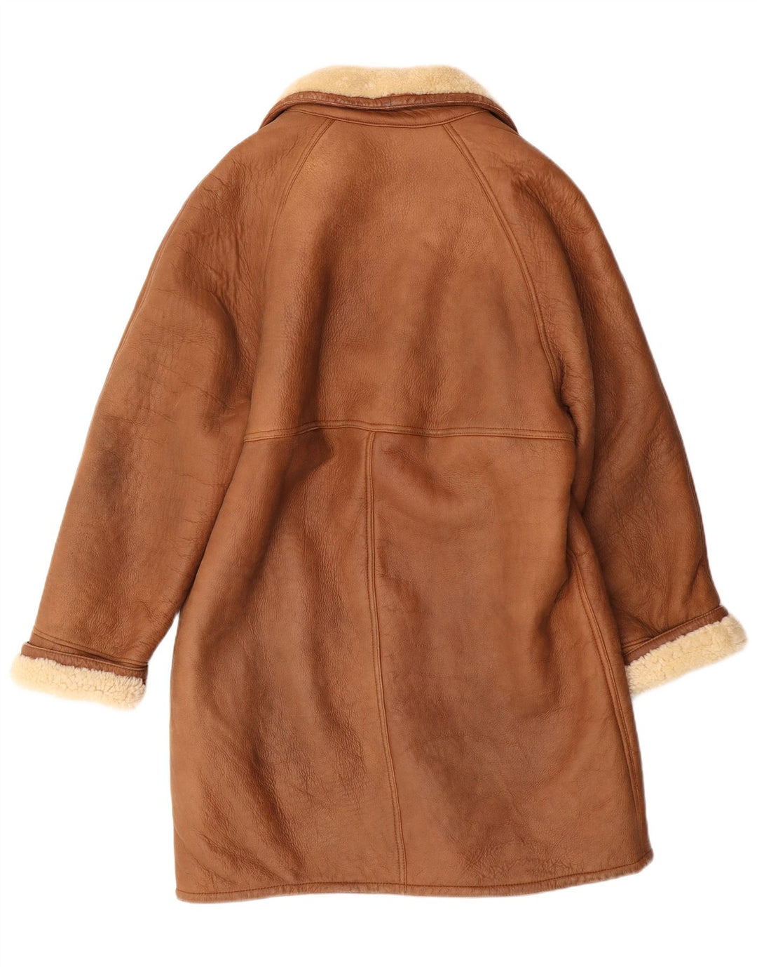 Vintage Ανδρικό Shearling Jacket UK 38 Medium Brown Δερμάτινο Classic