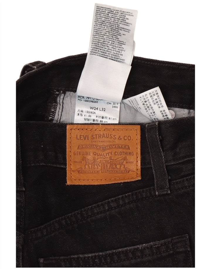 Γυναικείο ψηλόμεσο φαρδύ τζιν Levi's W24 L32 μαύρο βαμβακερό Classic