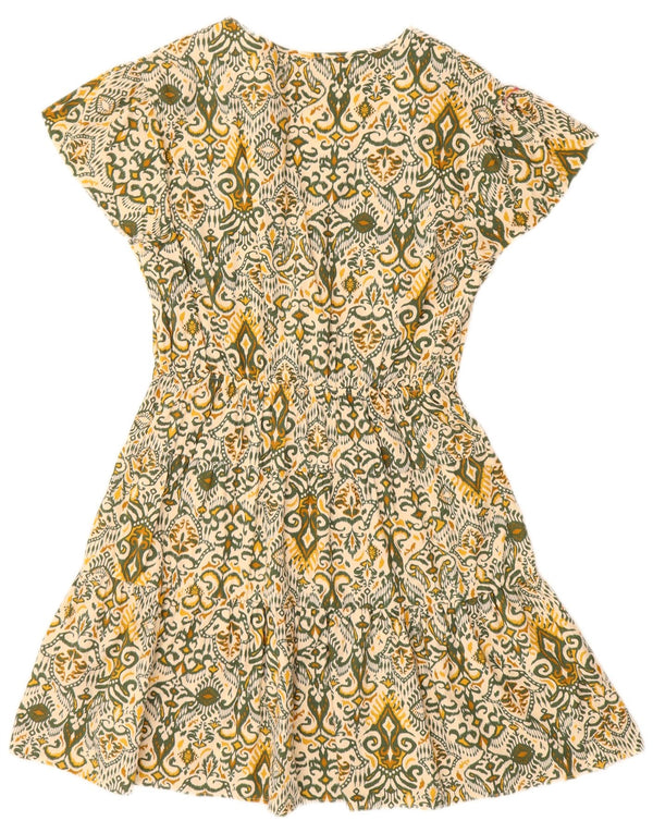 Marks & Spencer Γυναικείο φόρεμα κανονικής γραμμής Α UK 12 Μεσαίο πράσινο βαμβακερό Ikat