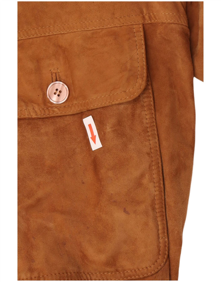 Vintage Ανδρικό Suede Bomber Jacket IT 52 XL Καφέ Δερμάτινο
