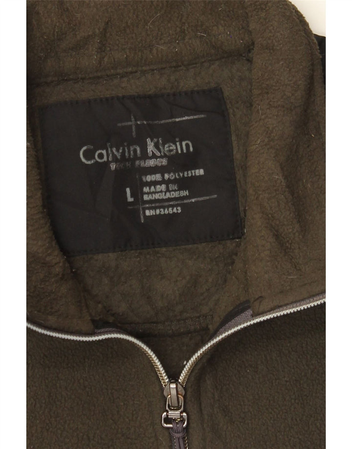 Calvin Klein Ανδρικό Fleece Jacket UK 40 Large Khaki Colourblock Polyester