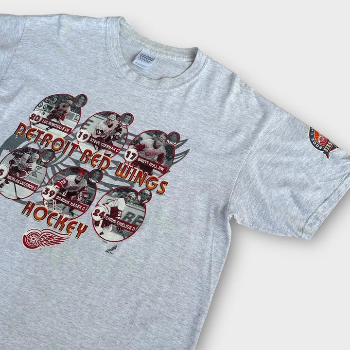 Vintage μπλουζάκι NHL Detroit με κόκκινα φτερά - μεγάλο